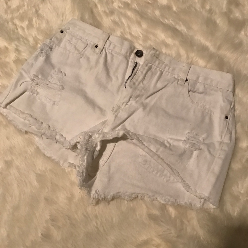 White Distressed Forever 21 Jean Shorts